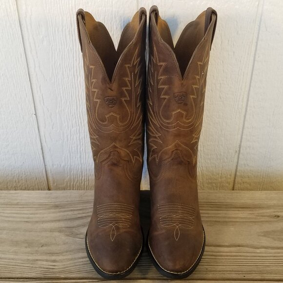 Ariat Heritage Womens Tan Leather Cowboy Western Boots 9 B 10001021 - Picture 11 of 13